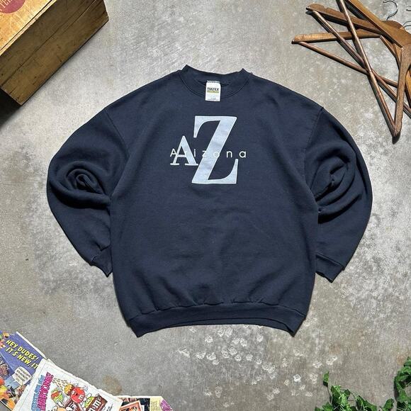 Vintage 90s Arizona Black and Grey Crewneck Mens XL Tultex Boxy Basic Sweatshirt - Picture 1 of 3